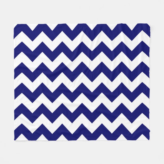 Horizontal Navy and White Zigzag Fleece Blanket (Front (Horizontal))
