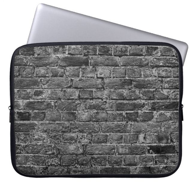 horizontal part of black painted brick wallwall,br laptop sleeve (Front)