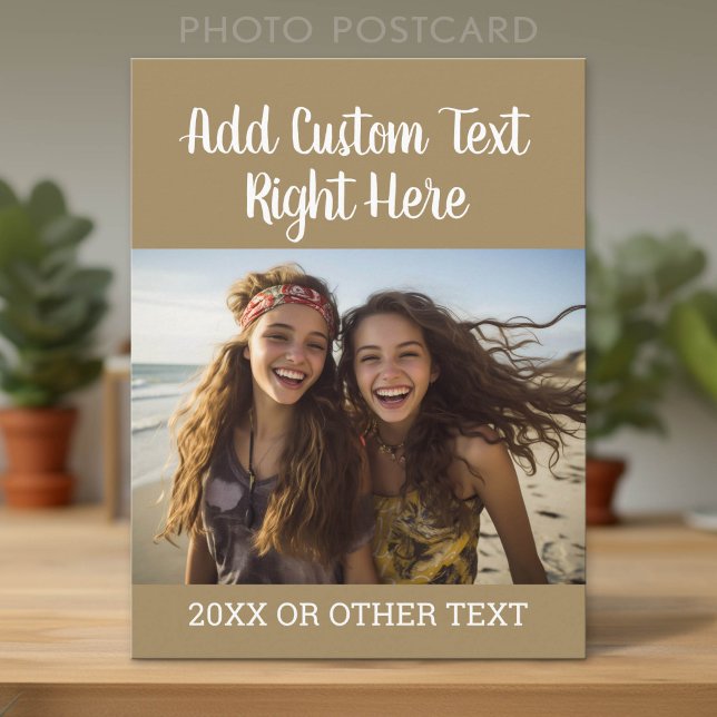 Horizontal Photo  with Script Text and Year Postcard (Custom Photo Postcard)