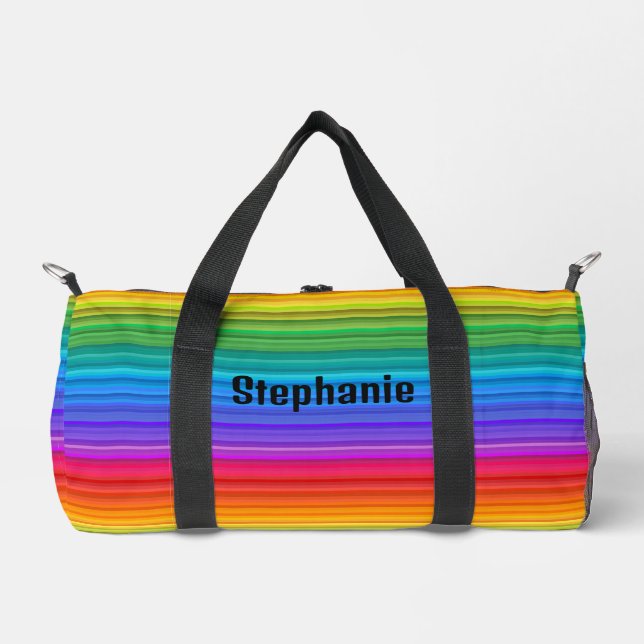 Horizontal Rainbow Stripes Design Duffel Bag (Front)