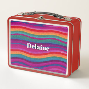 Horizontal Rainbow Stripes Metal Lunch Box