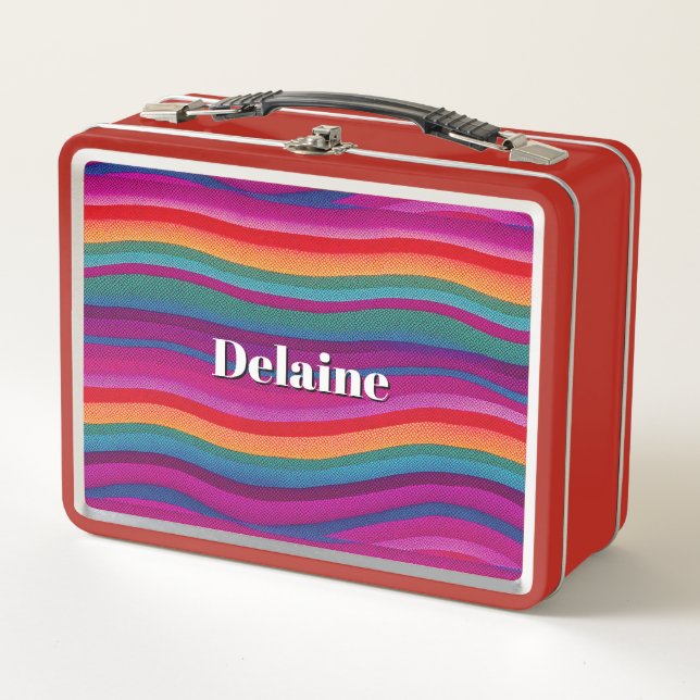 Horizontal Rainbow Stripes Metal Lunch Box (Front)