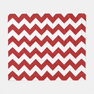 Horizontal Red and White Zigzag Fleece Blanket