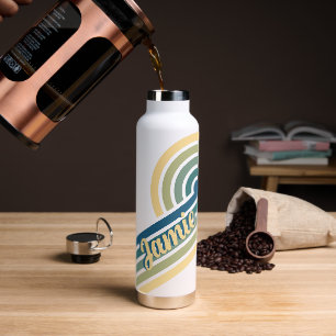 Horizontal  Retro Personalized Name Water Bottle