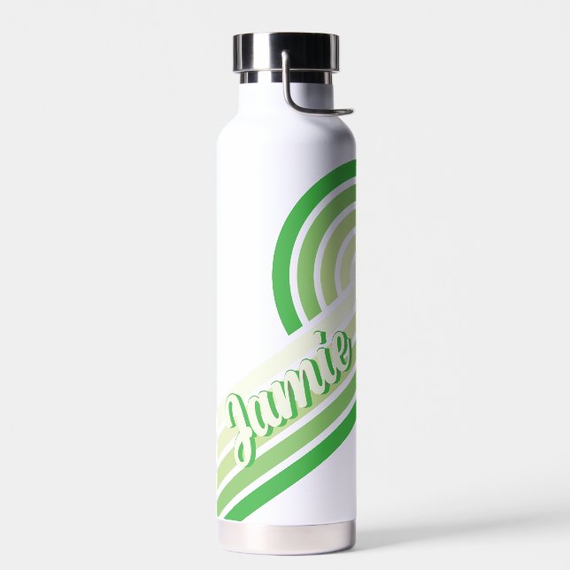 Horizontal  Retro Personalized Name Water Bottle (Left)