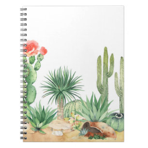 Horizontal seamless pattern with blooming cacti, s notebook