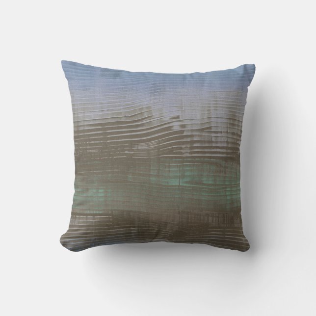 Horizontal sketch gradient brush blue brown throw pillow (Front)