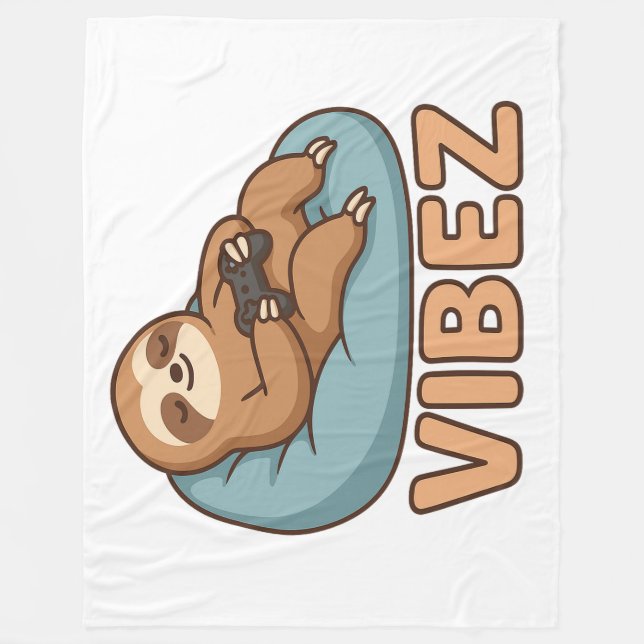Horizontal Sloth VIBEZ Fleece Blanket – Chill Nap  (Front)