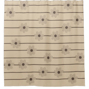 Horizontal Stripe Brown Khaki Flower Y2K Pattern