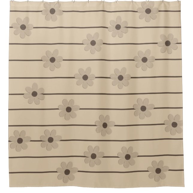 Horizontal Stripe Brown Khaki Flower Y2K Pattern (Front)