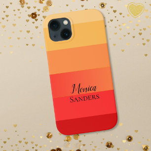  Horizontal Stripe orange Monogram  iPhone 13 Case