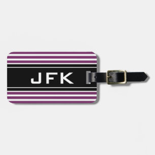 Horizontal striped monogram travel luggage tag