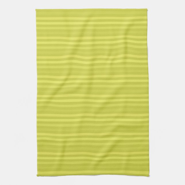 Horizontal Stripes Chartreuse Yellow Pattern Kitchen Towel (Vertical)