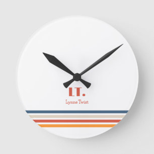 Horizontal Stripes Monogram Round Clock