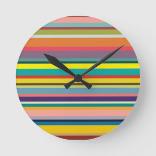 Horizontal Stripes  Round Clock