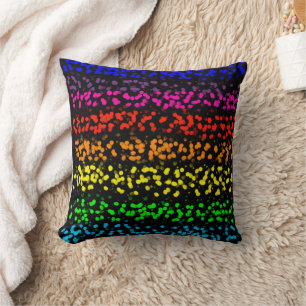 Horizontal stripes with dots in rainbow colors throw pillow