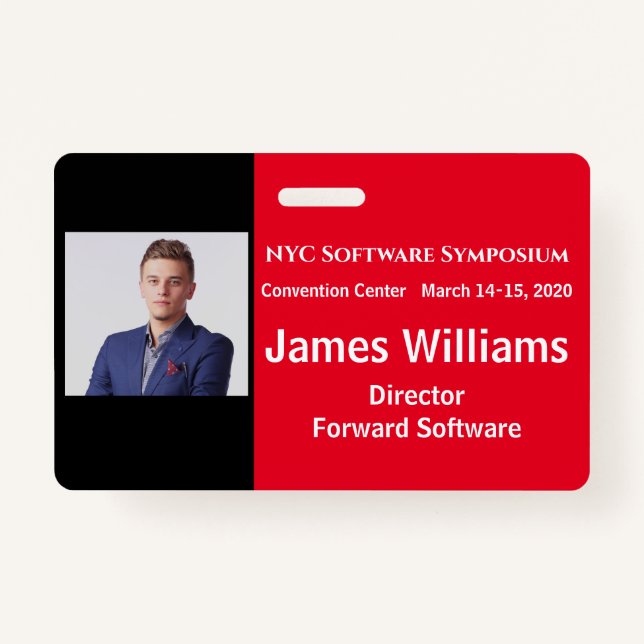 Horizontal Symposium Badge Red, White, Black (Front)