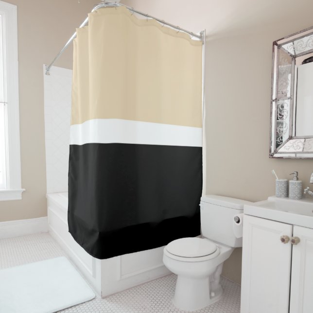 Horizontal Taupe Black Retro Modern Stripe Spring (In Situ)