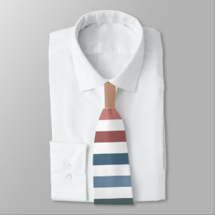 Horizontal Terracotta and Teal Stripes Tie