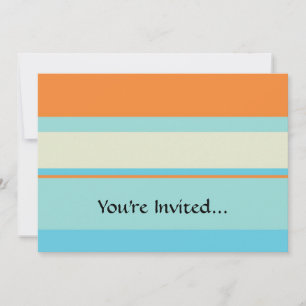 Horizontal Tonal Stripes in Soft Blue and Orange Invitation