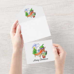 Horizontal White Merry Christmas Chili All In One Invitation