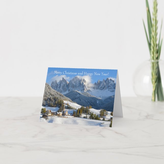 Horizontal winter village christmas card (Front)