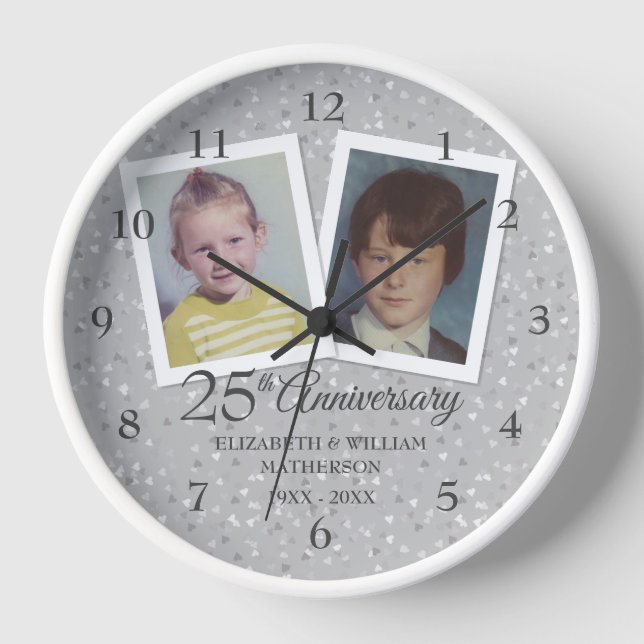 Horloge 25e anniversaire du Mariage en argent 2 photos (Recto)