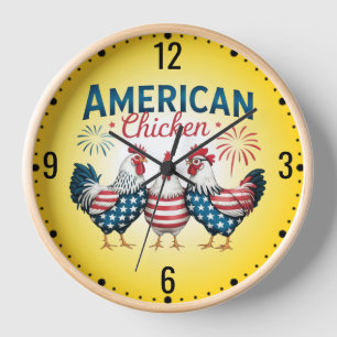 Horloge 4 juillet Patriotique Américain Poulet-62987 T-Shi