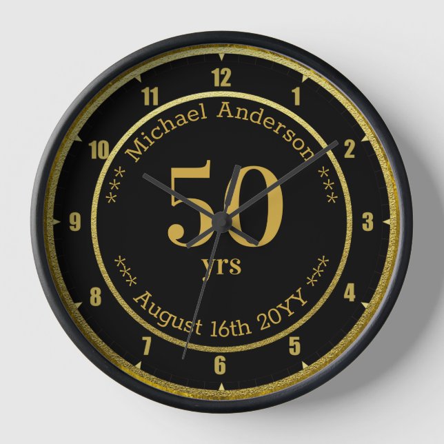 Horloge 50 ans de retraite ou d'anniversaire Tour personna (Recto)
