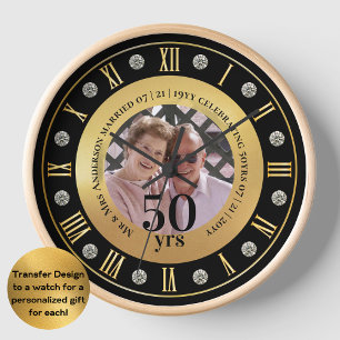 Horloge 50e Anniversaire de Mariage Cadeau PHOTO Jubilé d'