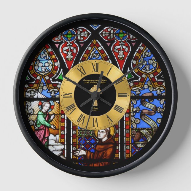 Horloge 50e anniversaire d'ordination Verre doré L (Recto)