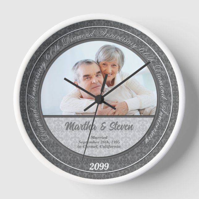 Horloge 60ème anniversaire du Mariage de diamant Photo (Recto)