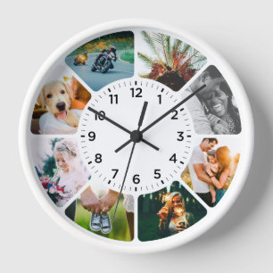 Horloge 8 Photo Arrondi Clock Blanc