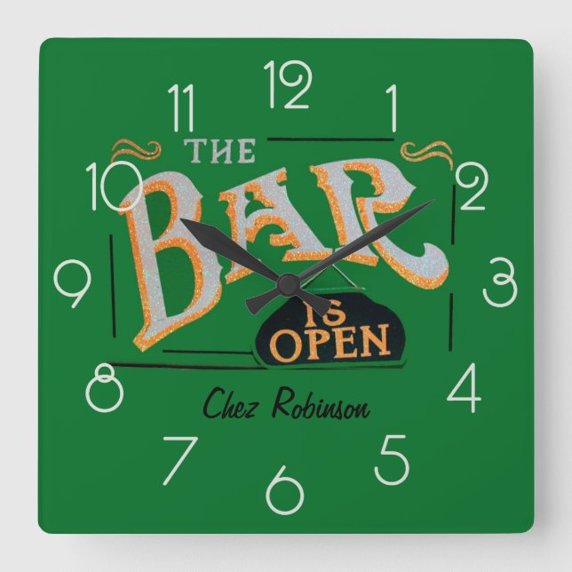Horloge à barres personnalisées Green and Gold Hom (Recto)