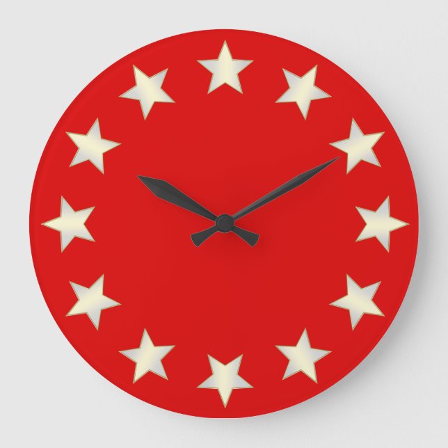 Horloge à fond rouge avec étoiles blanches (Recto)