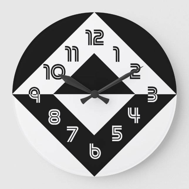 Horloge À Mur Ronde Moderne Noire Et Blanc (Recto)