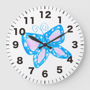 Horloge à papillon bleu mignon