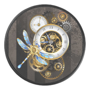 Horloge à vapeur avec libellule mécanique