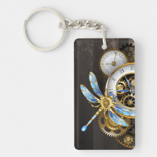 Horloge à vapeur avec libellule mécanique