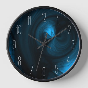 Horloge Abstrait Black Smoke Swirl - Bleu