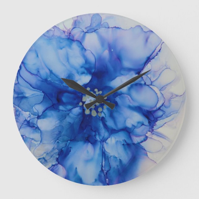 Horloge Abstraite à fleurs bleues (Recto)
