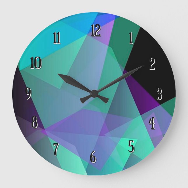 Horloge Abstraite à paroi ronde violette et verte (Recto)