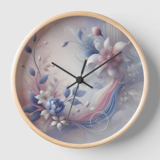 Horloge Abstraite Pastel Floral