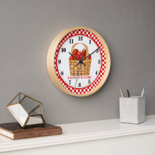 Horloge accueil mignon Pays pomme cuisine ajouter du texte