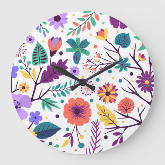 Horloge acrylique ronde composition florale