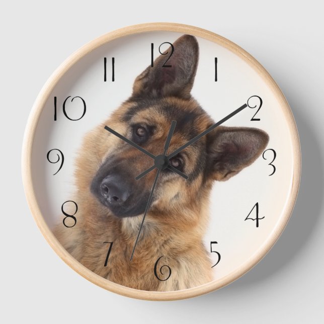 Horloge Adorable drôle Allemand Berger Portrait (Recto)