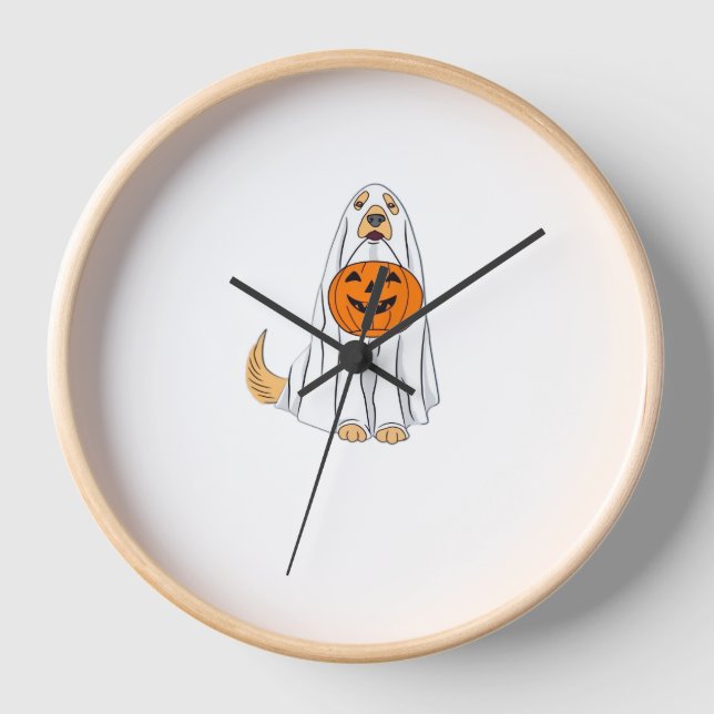 Horloge Adorable Éffrayant Golden Retriever Ghost Classic  (Recto)