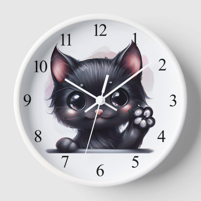 Horloge Adorable Kawaii Chat noir (Recto)