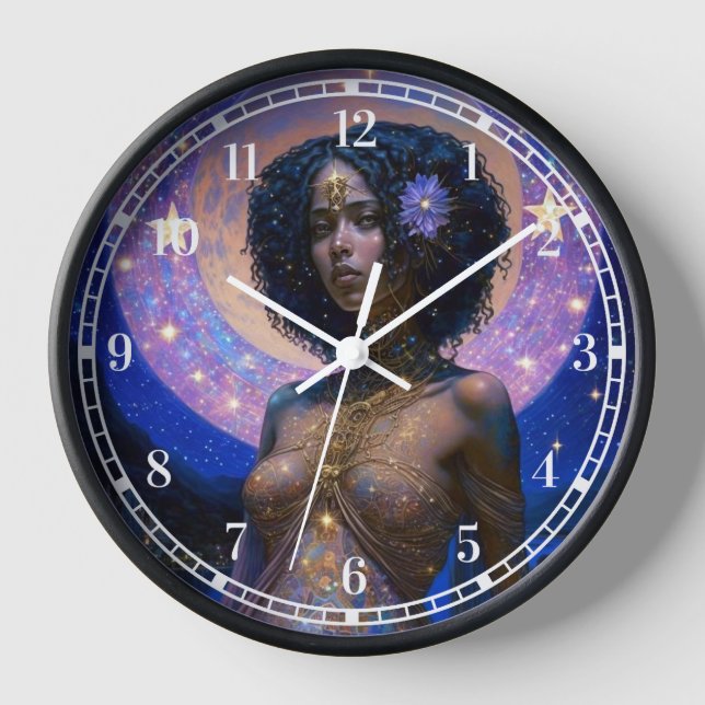 Horloge African American Black Goddess Queen Imaginaire Ar (Recto)