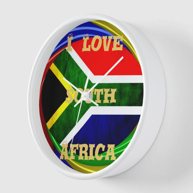 Horloge Afrique du Sud Drapeau : Motif dynamique à balayag (Angle)